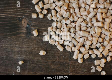 Wooden pellets, also used as cat litter. Stock Photo