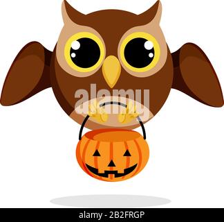 halloween owl in flat style vector image. Cartoon character. Flat vector stock illustration on white background Stock Vector