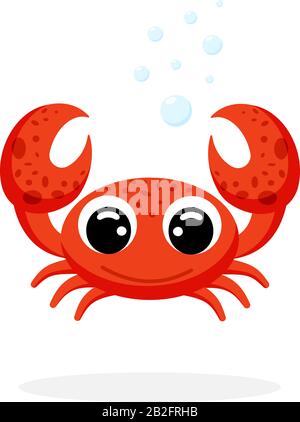 crab in flat style vector image. Cartoon character. Flat vector stock illustration on white background Stock Vector