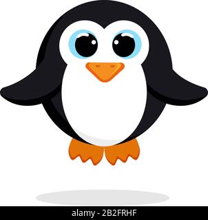 penguin in flat style vector image. Cartoon character. Flat vector stock illustration on white background Stock Vector