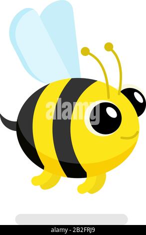bee in flat style vector image. Cartoon character. Flat vector stock illustration on white background Stock Vector