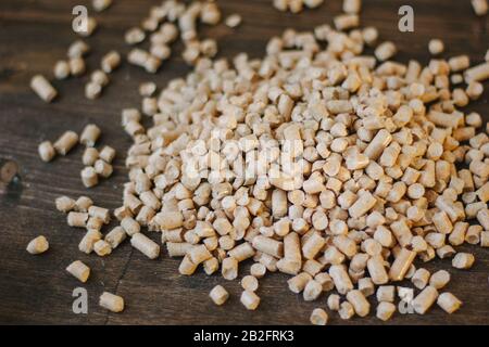 Wooden pellets, also used as cat litter. Stock Photo