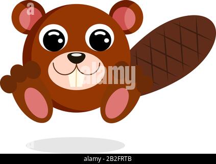 Cute beaver vector illustration. Flat design. Isolated Illustration on white background Stock Vector