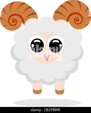 sheep in flat style vector image. Cartoon character. Flat vector stock illustration on white background Stock Vector