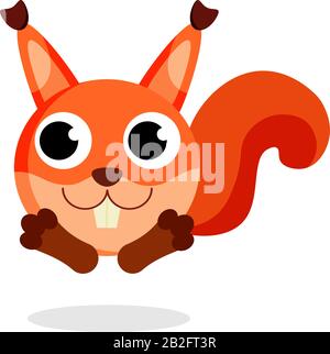Cute squirrel vector illustration. Flat design. Isolated Illustration on white background Stock Vector
