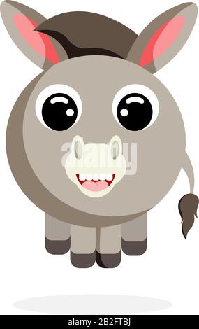 donkey in flat style vector image. Cartoon character. Flat vector stock illustration on white background Stock Vector
