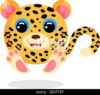 Cute jaguar vector illustration. Flat design. Isolated Illustration on white background Stock Vector
