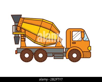Concrete mixer truck on white background. Construction machinery Stock Vector