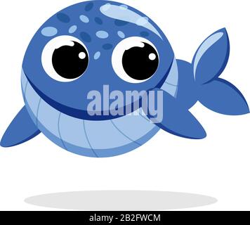 whale in flat style vector image. Cartoon character. Flat vector stock illustration on white background Stock Vector