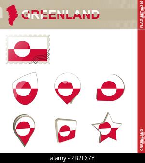 Greenland Flag Set, Flag Set #216. Vector. Stock Vector