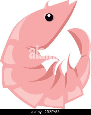 Pink shrimp. Logo for a cafe, restaurant, seafood store. Stock Vector