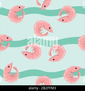 Shrimp pattern. Design for banner, poster, greeting card, napkin, tablecloth, wallpaper. Stock Vector
