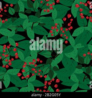 Pattern lingonberry. Forest. Design for fabric, greeting card, invitation, flyer. Stock Vector