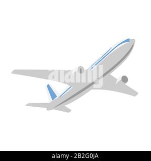Flying passenger plane on a white background Stock Vector