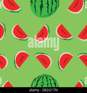 Summer watermelon pattern. Pieces of berries. Bright design of flyer, postcard, stationery, holidays, parties. Stock Vector