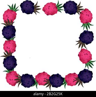 Vector square frame of berries. Summer design for invitations, cards, flyers, labels, birthday, holidays. Stock Vector