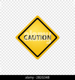 Caution road sign on transparent background. Vector Stock Vector