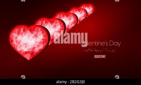 Valentine's Day Background. Polygonal Red Heart. Low poly. Stock Vector