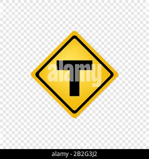 T intersection ahead road sign icon. Vector eps10 Stock Vector