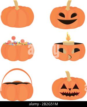 Set of vector pumpkins for Halloween. Stock Vector
