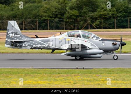 The Embraer EMB 314 Super Tucano Brazilian turboprop light attack aircraft designed and built by Embraer. Stock Photo