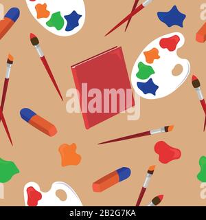 Stationery pattern. Objects for creativity and drawing. School design for banners, posters, covers. Stock Vector