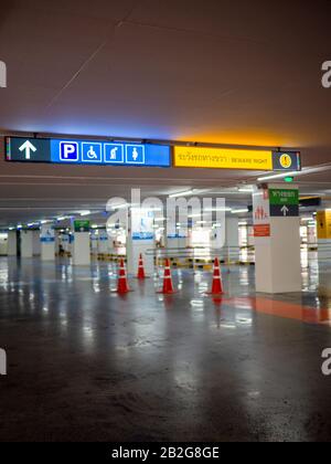 Parking in the mall. Parking space for families available Stock Photo