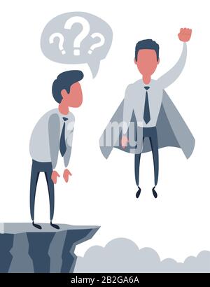 Confident superhero businessman rising up. Stock Vector