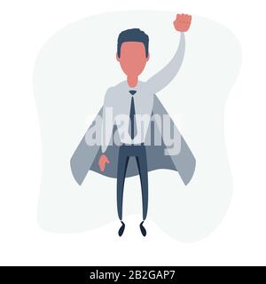 Confident superhero businessman rising up. Stock Vector