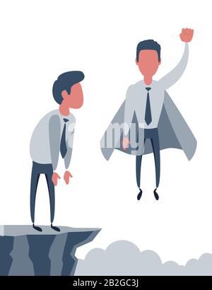 Confident superhero businessman rising up. Stock Vector