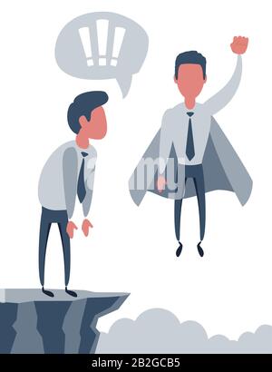 Confident superhero businessman rising up. Stock Vector