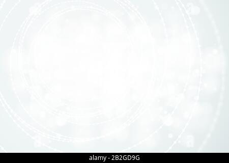 White abstract background with technology swirl construction and sparkling spark light effect. Vector infinity tunnel in light. Stock Vector