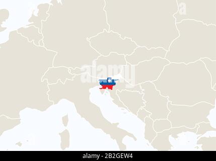 Europe with highlighted Slovenia map. Vector Illustration. Stock Vector