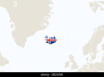 Europe with highlighted Iceland map. Vector Illustration. Stock Vector
