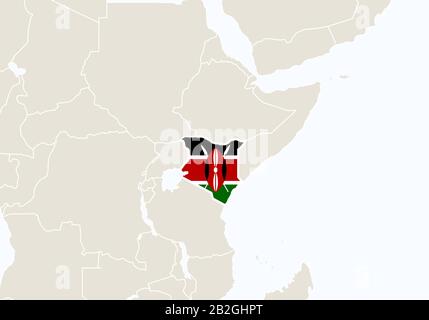 Africa with highlighted Kenya map. Vector Illustration. Stock Vector