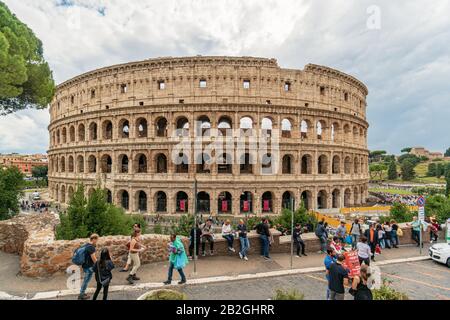 Rome, Italy - October 05 2018: Colosseum a large amphitheatre in Rome, Italy Stock Photo