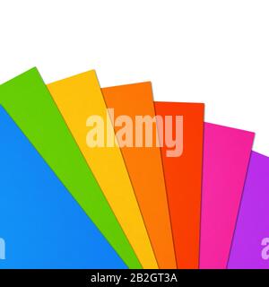 Colorful rainbow Blank A4 paper sheet range isolated on white background Stock Photo
