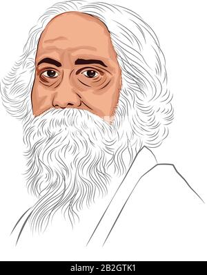 ArtsIndia Poetic Vision Pencil Sketch Portrait of Rabindranath Tagore  Perfect for Living Room Bedroom and Office Wall Decor Material Canvas  Size 24 x 24 Style Framed  Amazonin Home  Kitchen