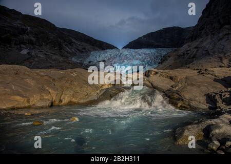 Glacier reflect in melting water in Norway Stock Photo