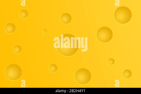 Illustration of cheese with large holes, 3d textured yellow background. Stock Photo