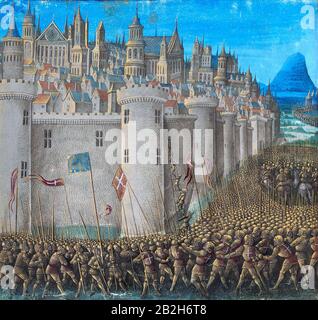 SIEGE OF ANTIOCH 1097-98 in a 15th century miniature. The present day city is Antakya. Stock Photo