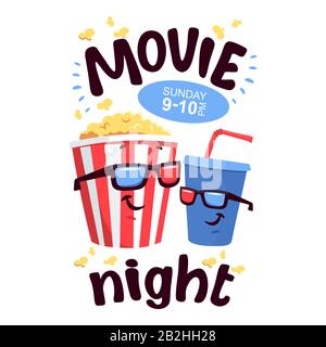 Vector illustration with smiley cartoon popcorn box Stock Vector