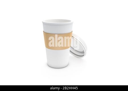 Download 3d Rendering Of Paper Coffee Thermo Cup Mock Up Template Isolated On White Background Stock Photo Alamy