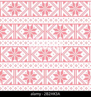 Fair Isle style traditional knitwear vector seamless pattern from Scotland, knit repetitive design with snowflakes Stock Vector