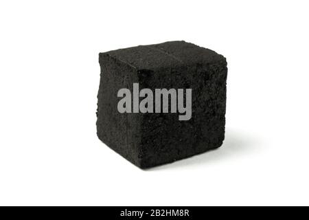 Cube of coal for hookah isolated on white Stock Photo