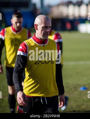 Darron Gibson warms up. Salford City FC. Stock Photo