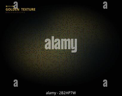 Abstract golden circle halftone element on black background. Decorate for luxury ad, print, artwork, template design, cover, annual report. Stock Vector