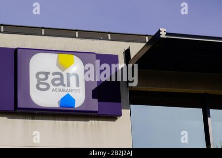 Bordeaux , Aquitaine / France - 11 25 2019 : Gan insurance sign logo on a wall office store Stock Photo