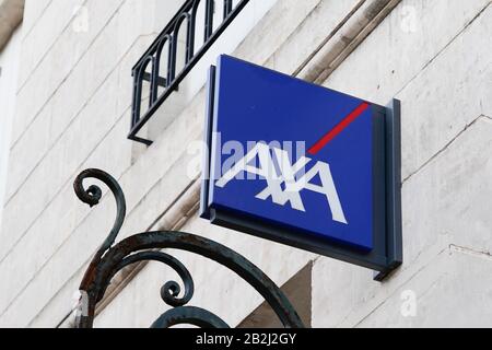 Bordeaux , Aquitaine / France - 01 15 2020 : axa sign French multinational insurance Stock Photo
