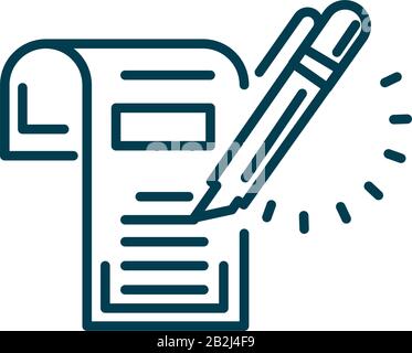 document and highlighter pen icon over white background, line style, vector illustration Stock Vector